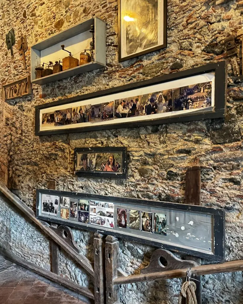 Old photos from The Godfather displayed inside Bar Vitelli