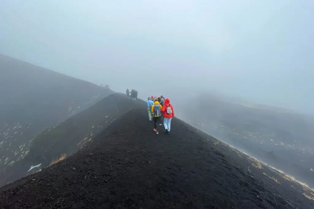 Foggy morning while hiking on Mount Etna