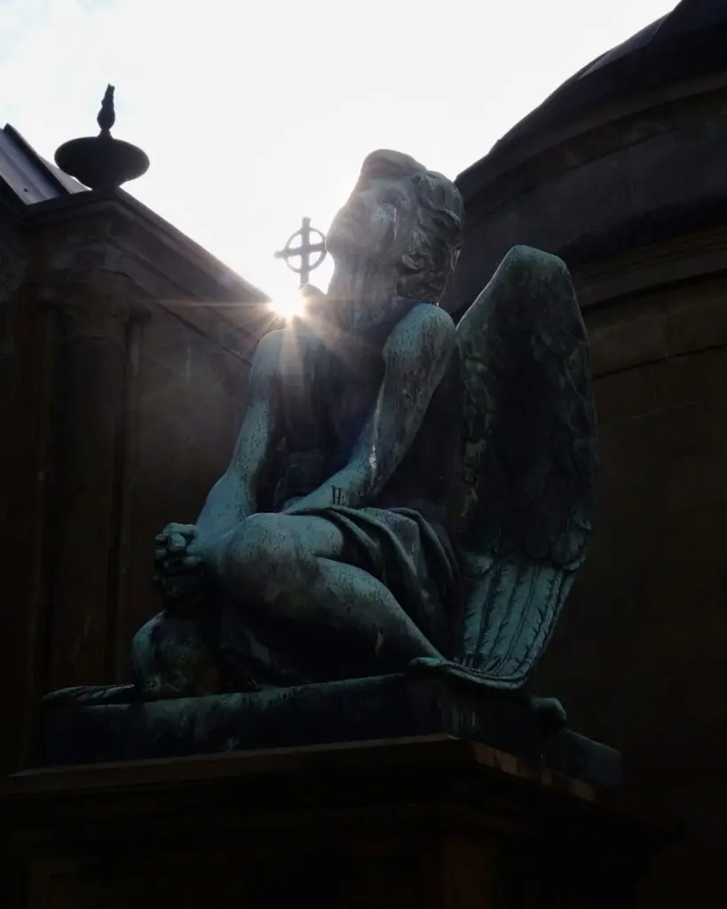 Marble angel sculpture at San Miniato cemetery Florence