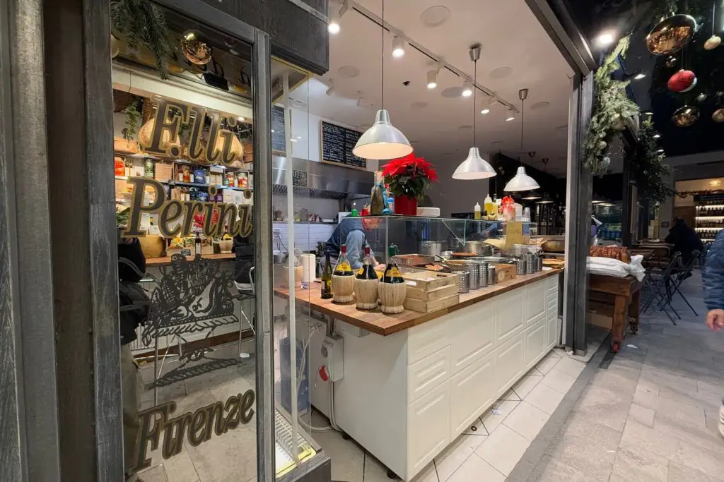 Exterior of F.lli Perini in Mercato Centrale food hall in Florence
