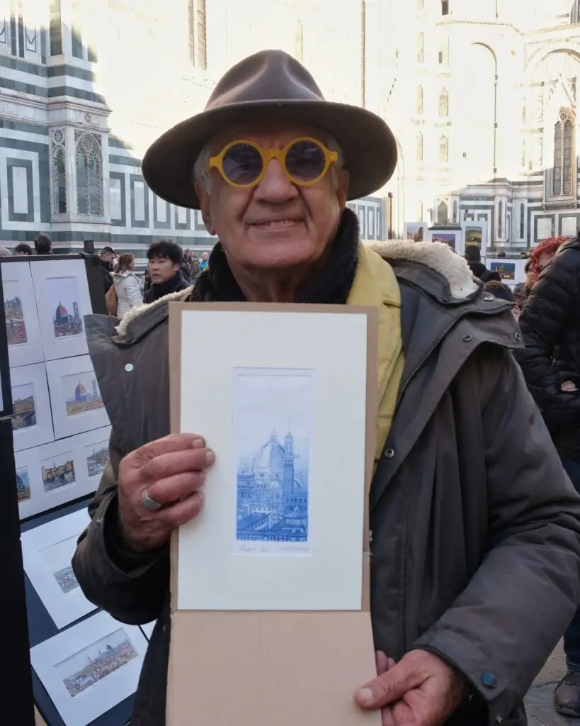 Minimal line art painting of Florence by artist Gazzi