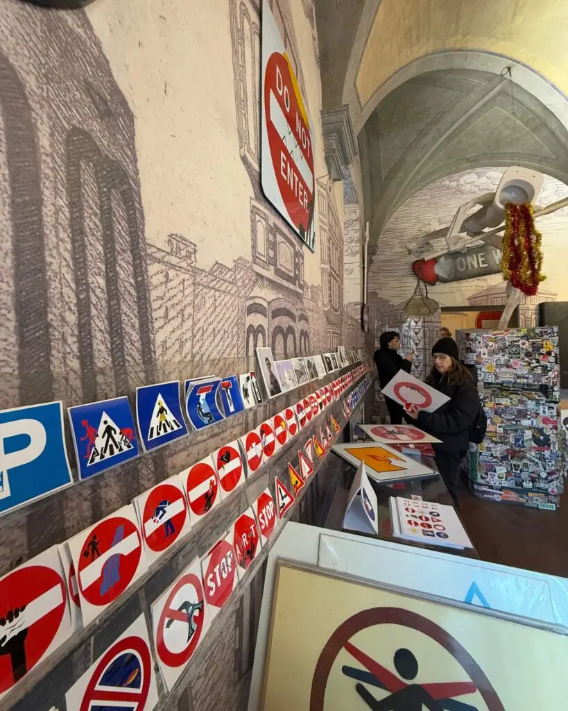 Gift shop section of CLET Studio in Florence Italy