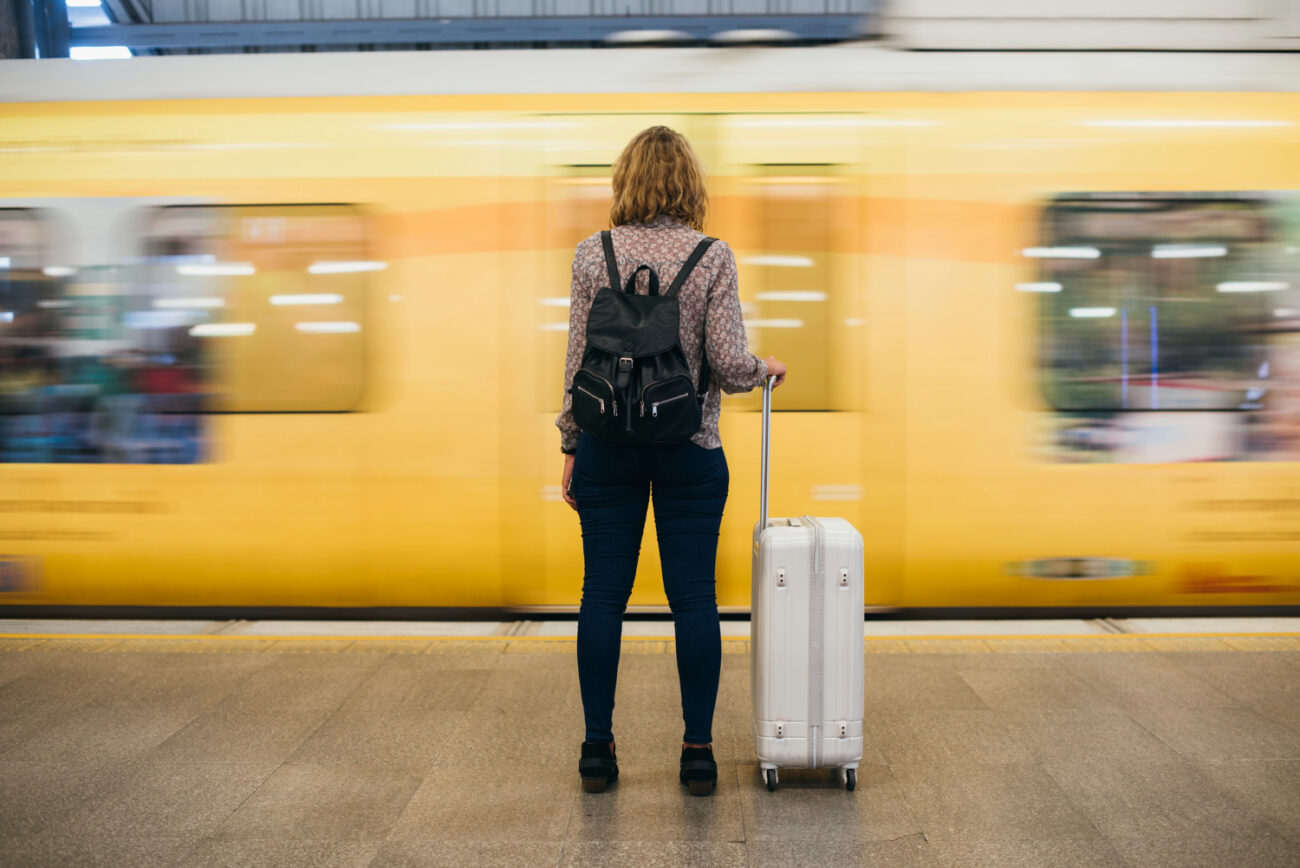 woman waiting at the train platform