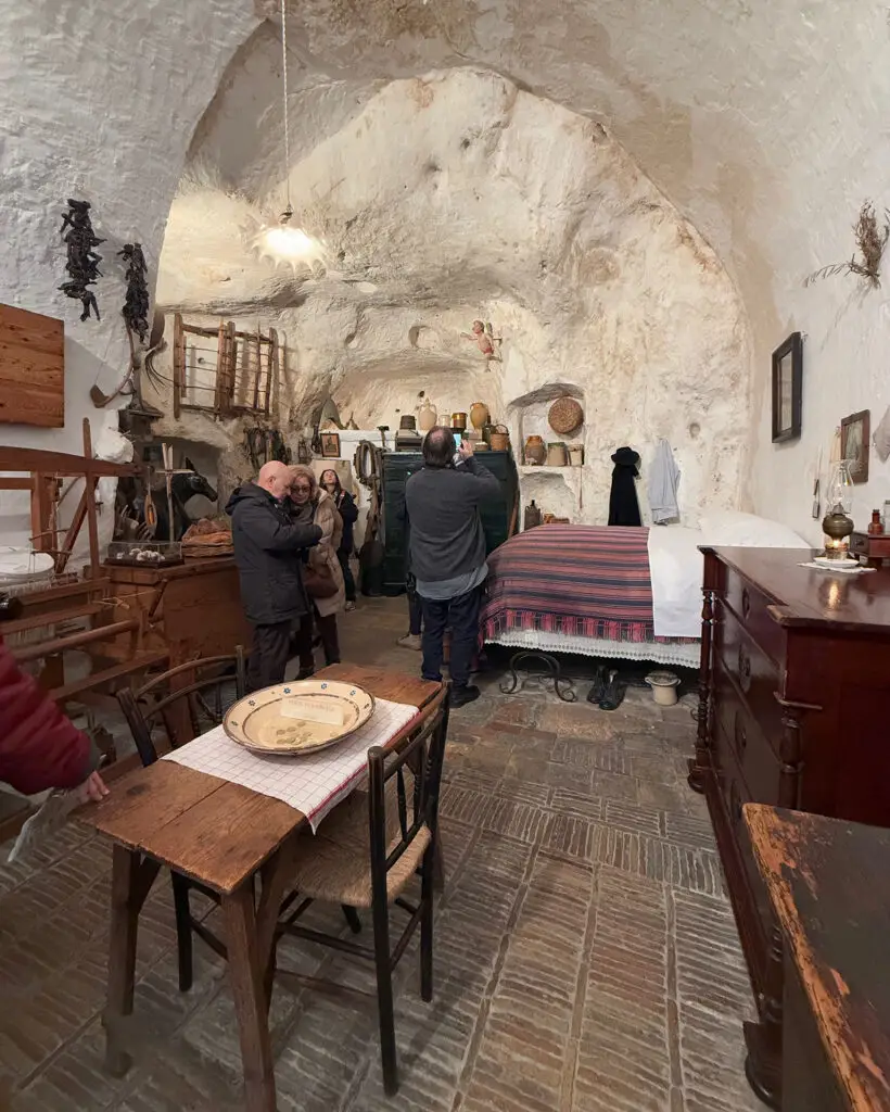 Furnished cave dwelling inside Casa Grotta di Vico Solitario in Matera