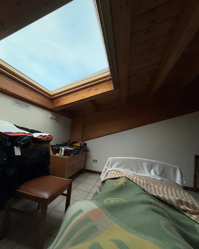 The skylight above my bed in Istituto Sacro Cuore in Matera.